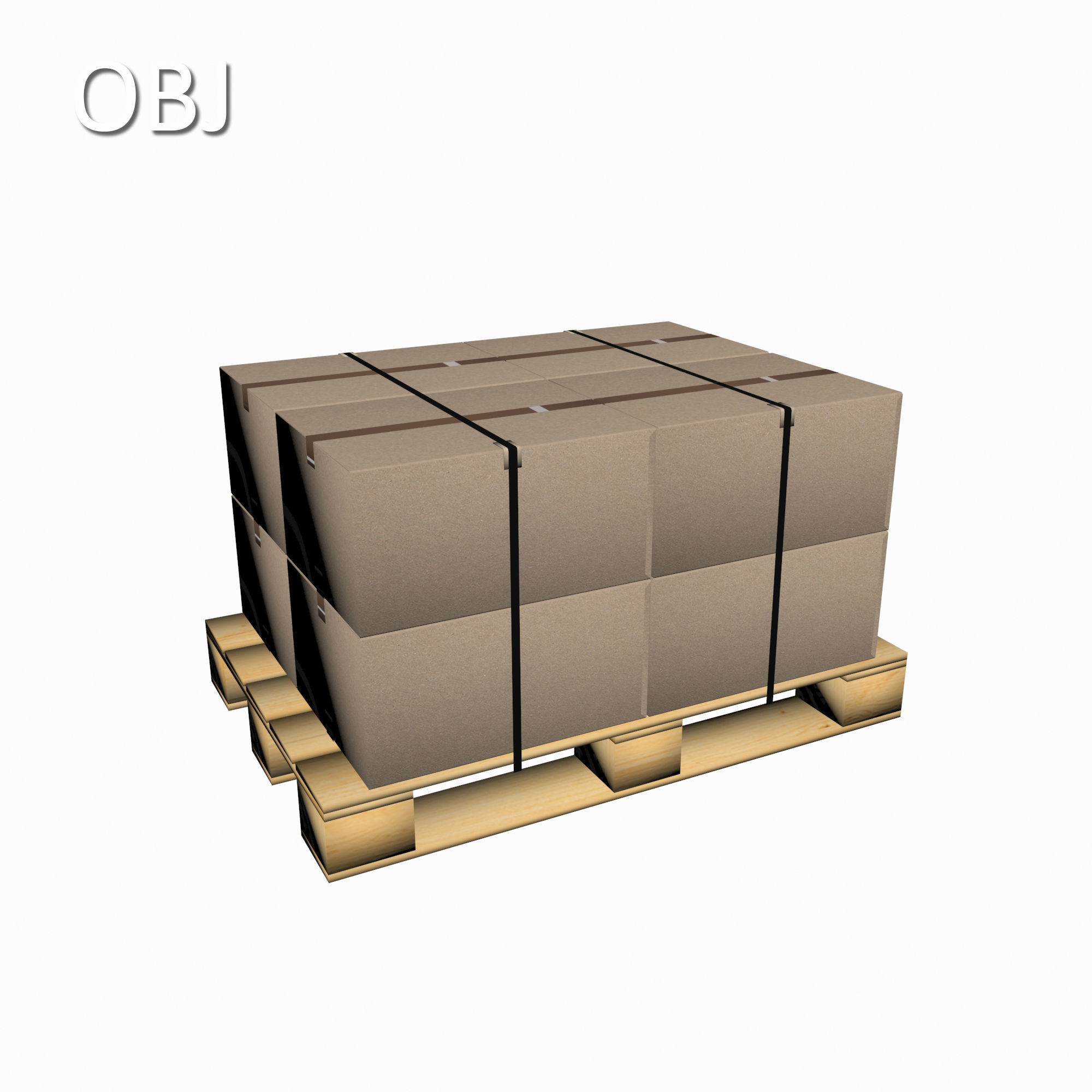 Pallet with cardboard boxes Low-poly 3D model_21