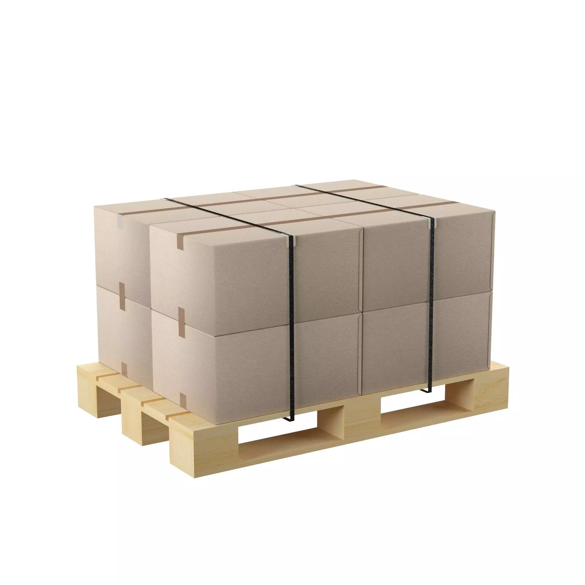 Pallet with cardboard boxes Low-poly 3D model_0