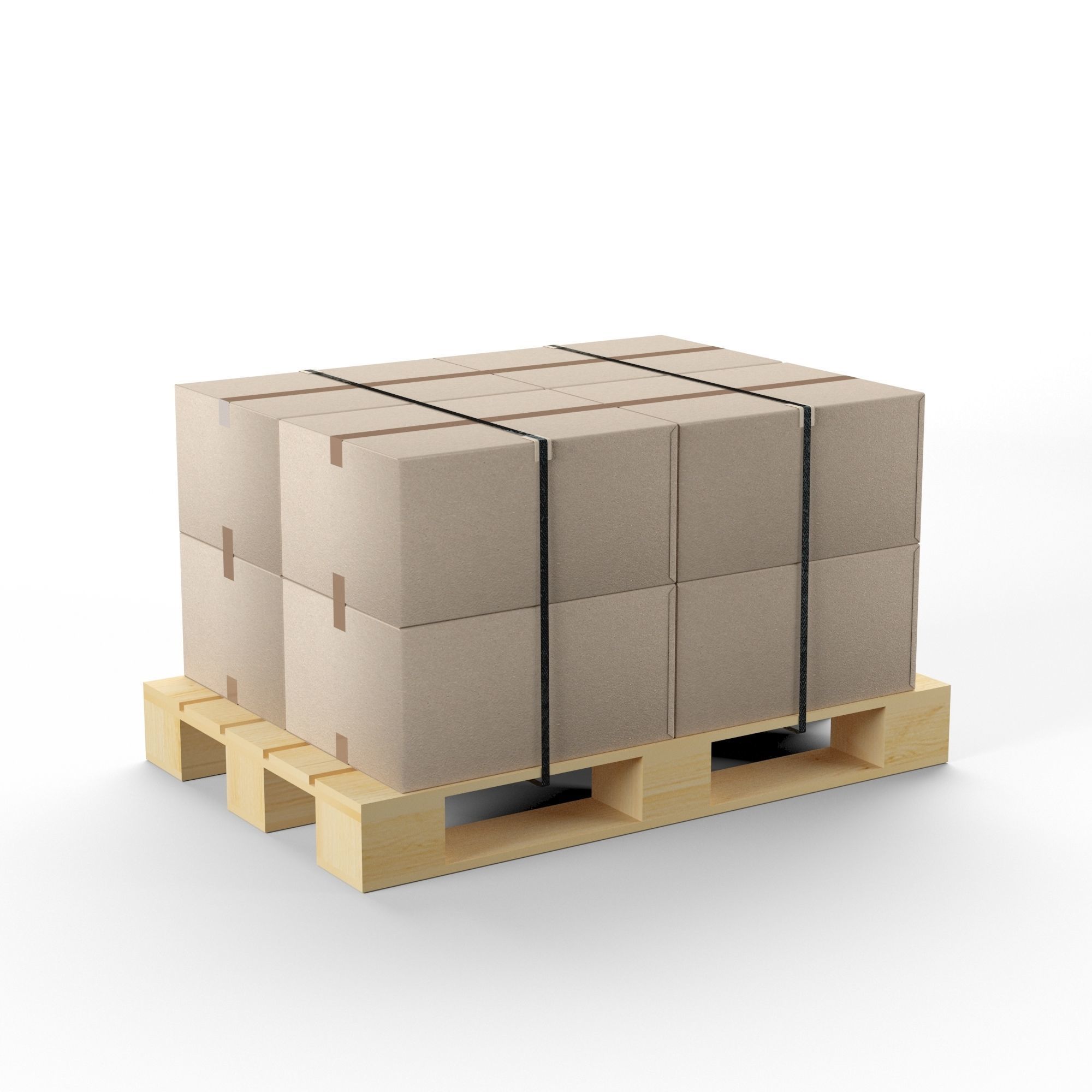 Pallet with cardboard boxes Low-poly 3D model_1