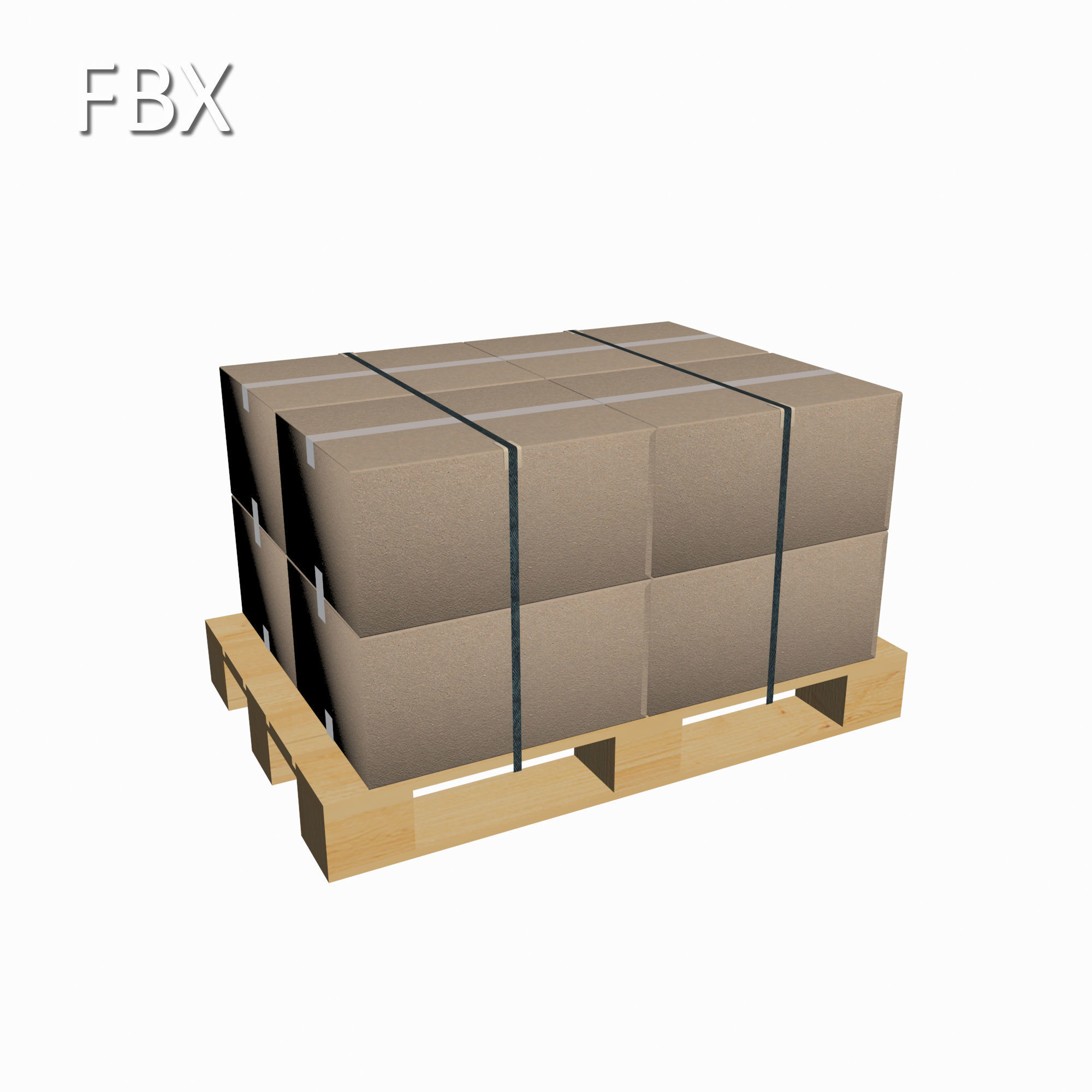 Pallet with cardboard boxes Low-poly 3D model_20