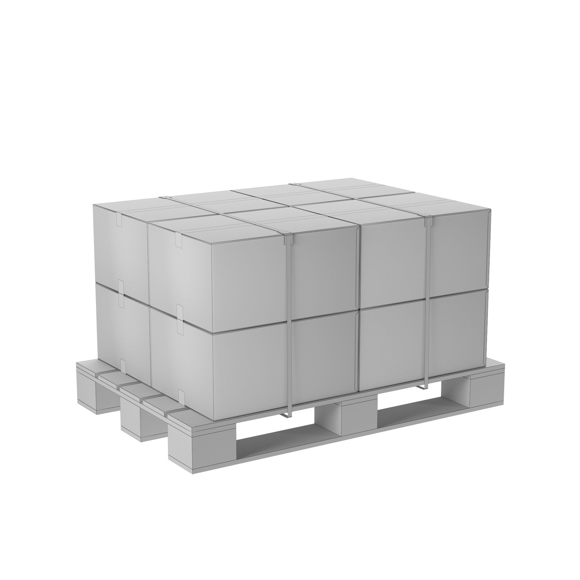 Pallet with cardboard boxes Low-poly 3D model_9