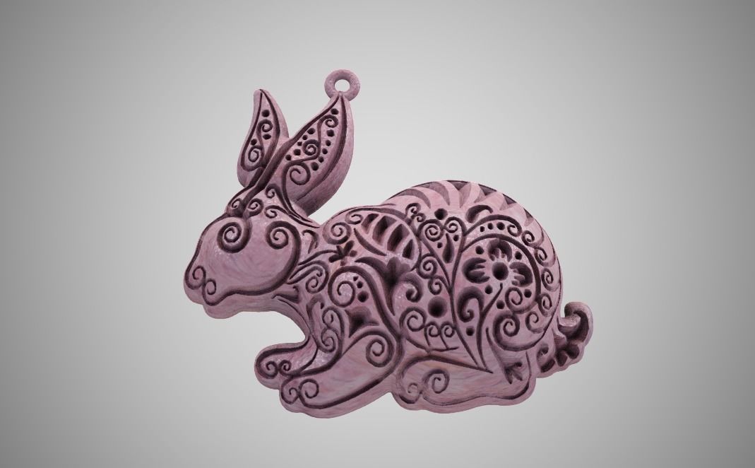 Rabbit Necklace 3D print model_10
