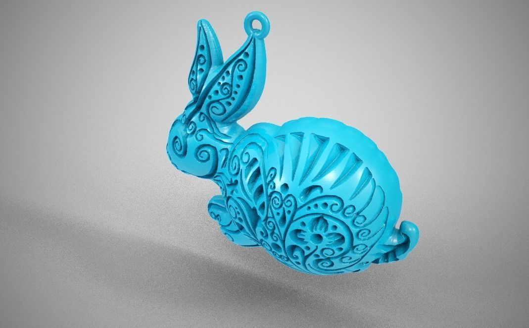Rabbit Necklace 3D print model_7