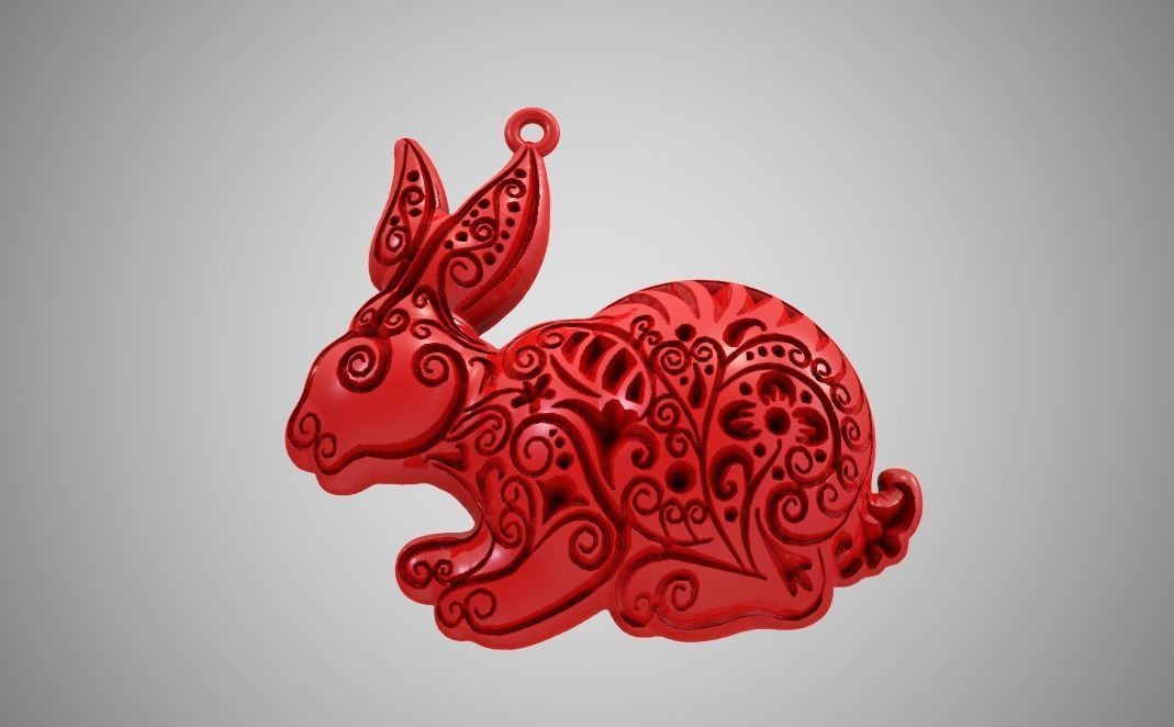 Rabbit Necklace 3D print model_5
