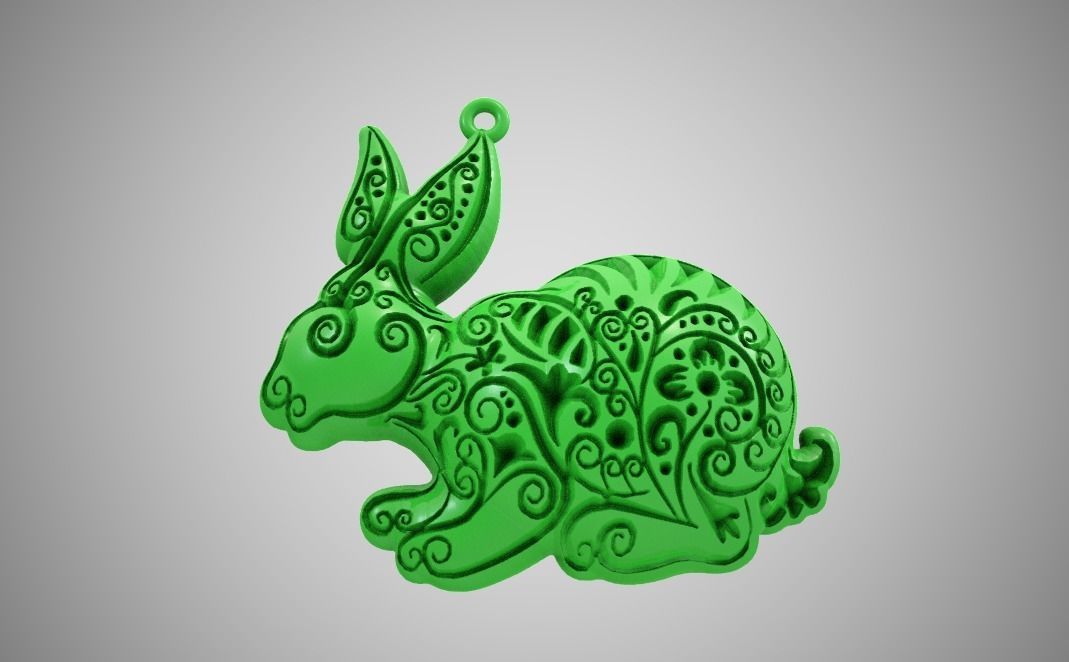 Rabbit Necklace 3D print model_8