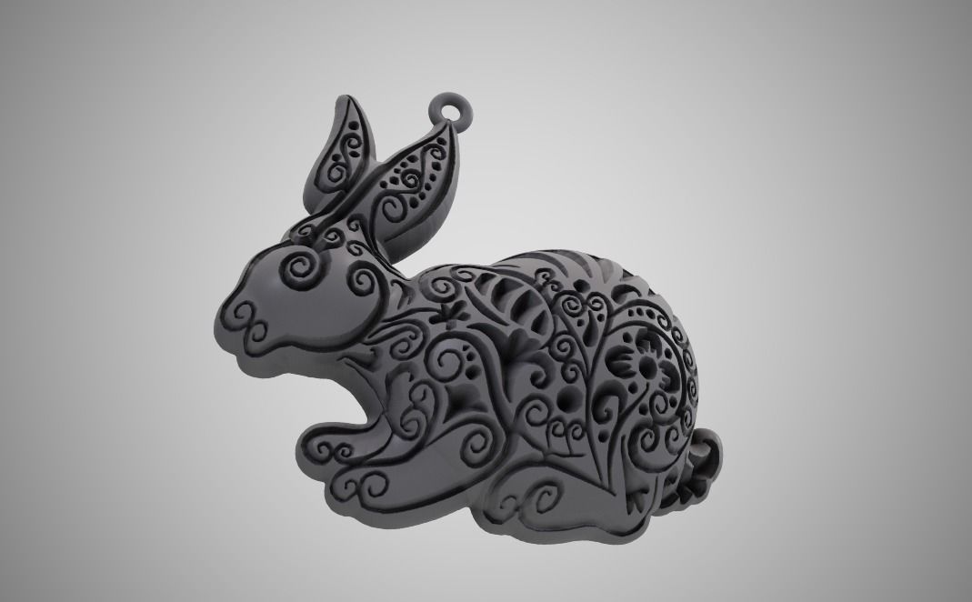 Rabbit Necklace 3D print model_12