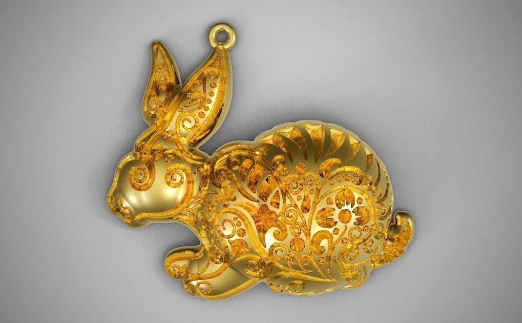 Rabbit Necklace 3D print model_4
