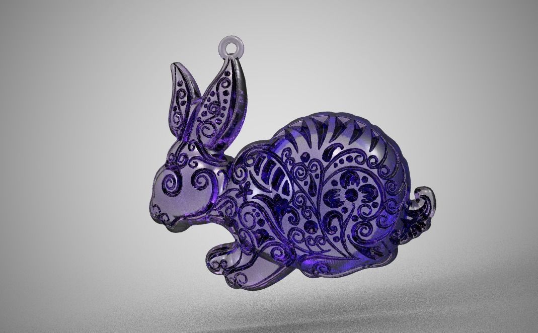 Rabbit Necklace 3D print model_11