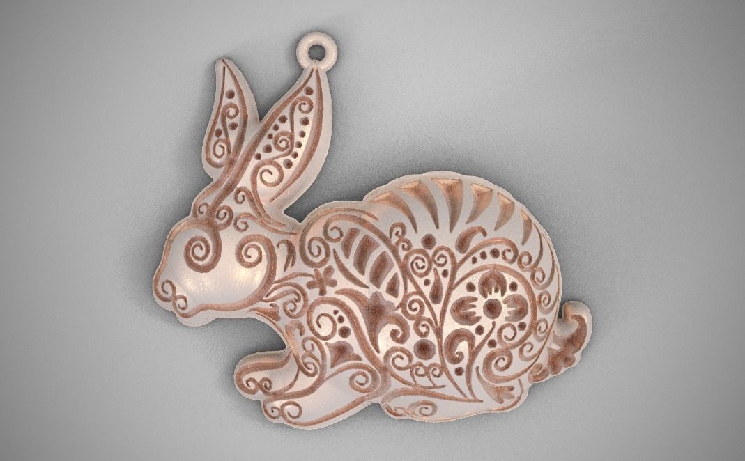 Rabbit Necklace 3D print model_1