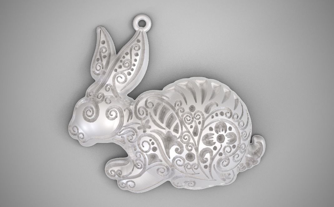 Rabbit Necklace 3D print model_3