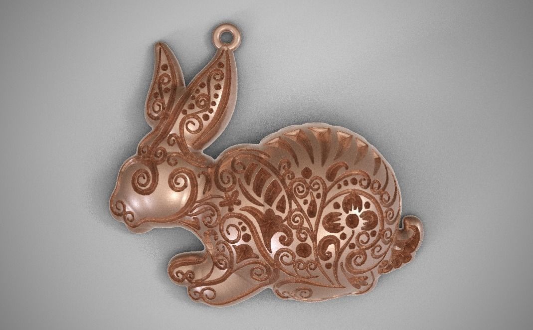 Rabbit Necklace 3D print model_2