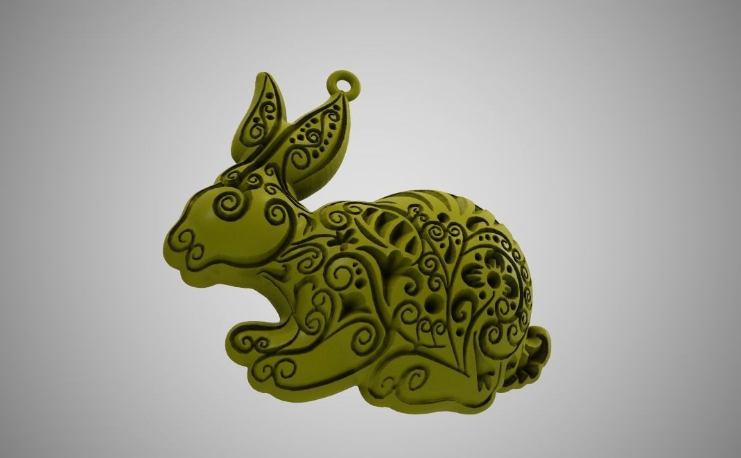 Rabbit Necklace 3D print model_14