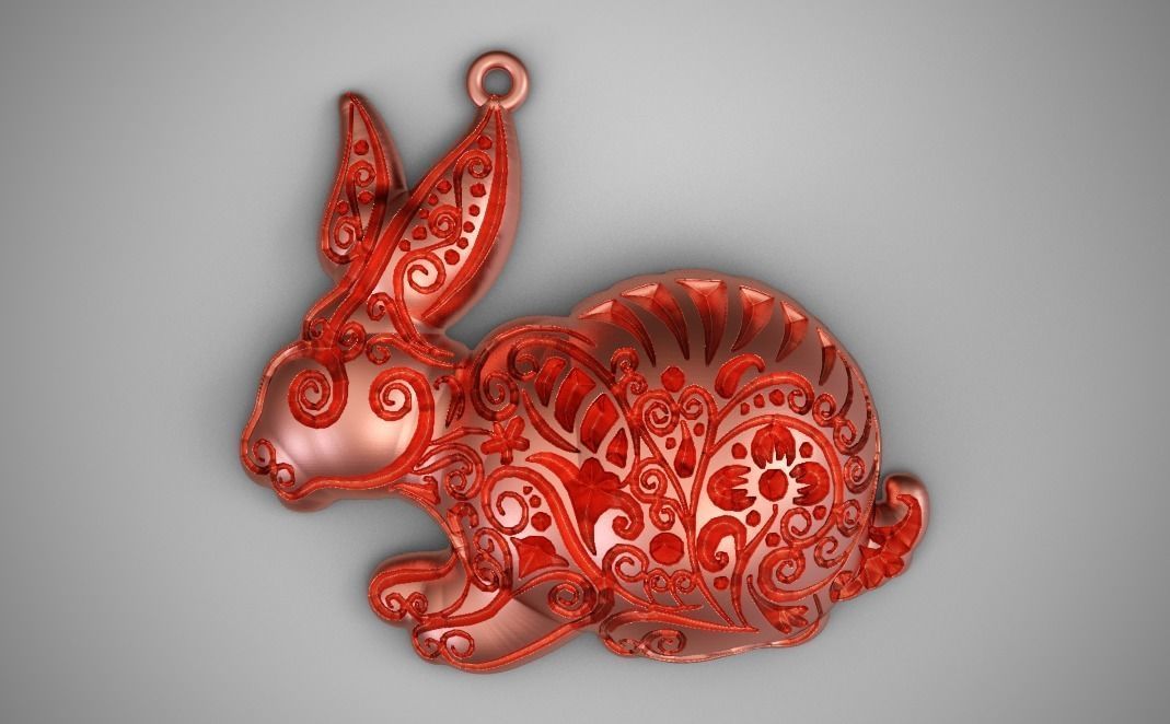 Rabbit Necklace 3D print model_9