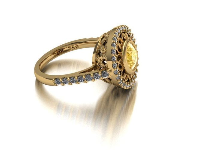 Dress ring with scallop halo  3D print model