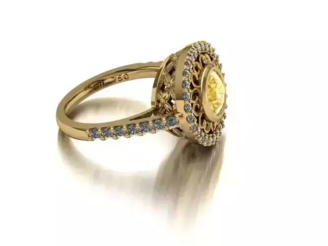 Dress ring with scallop halo 