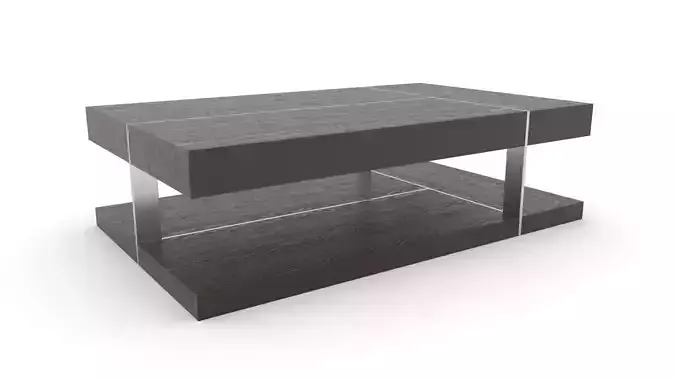 Two Tiered Wood and Metal Coffee Table Low-poly 3D model