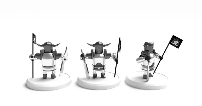 Knight three knights Free low-poly 3D model