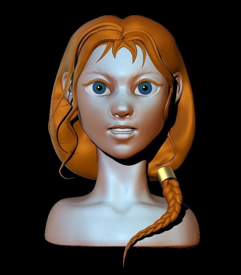 Girl with a braid 3D model_3