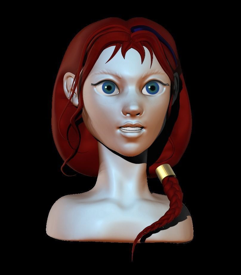 Girl with a braid 3D model_1