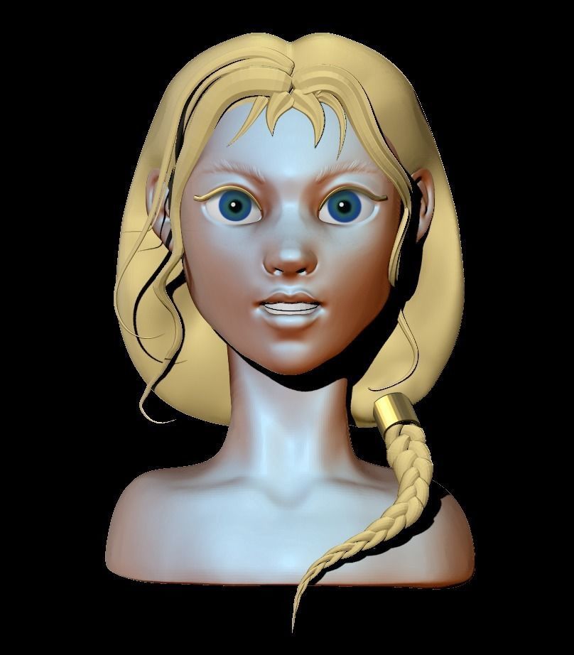 Girl with a braid 3D model_4