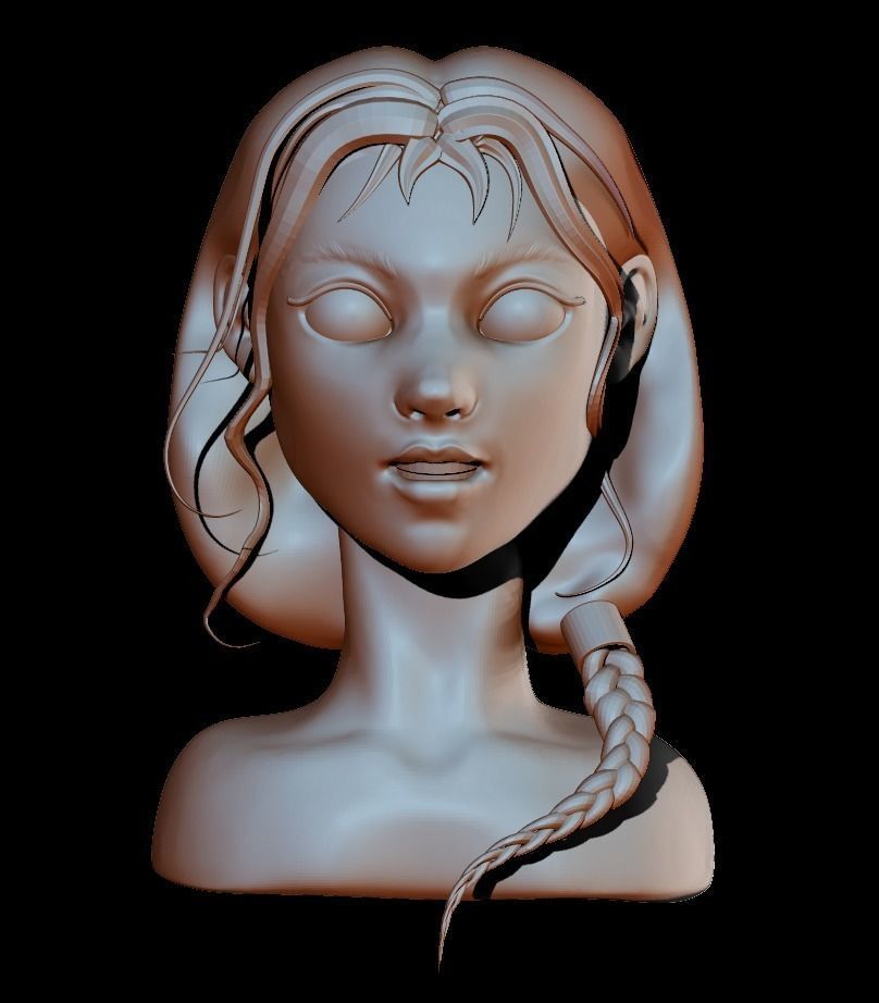 Girl with a braid 3D model_6