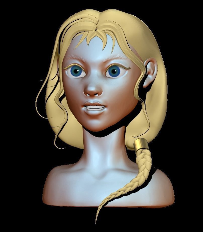 Girl with a braid 3D model_5