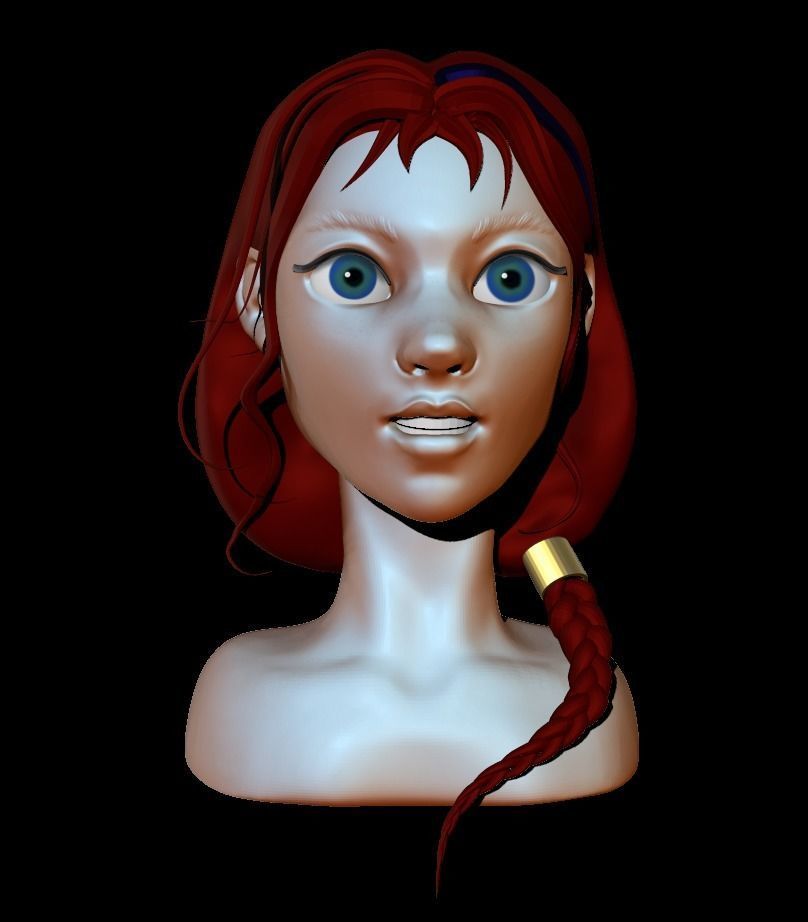 Girl with a braid 3D model_2