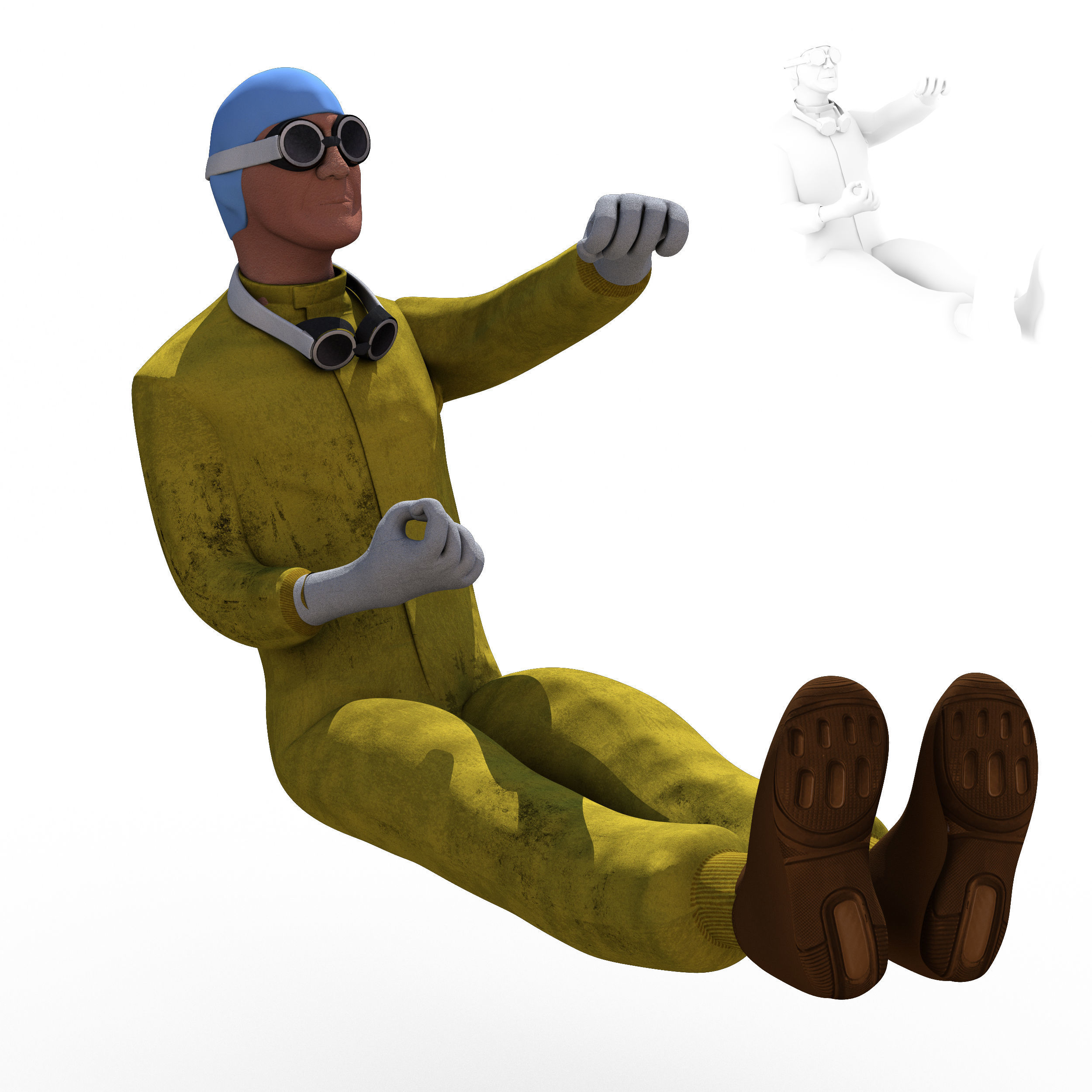 Juan Manuel Fangio 1951 Low-poly 3D model_3