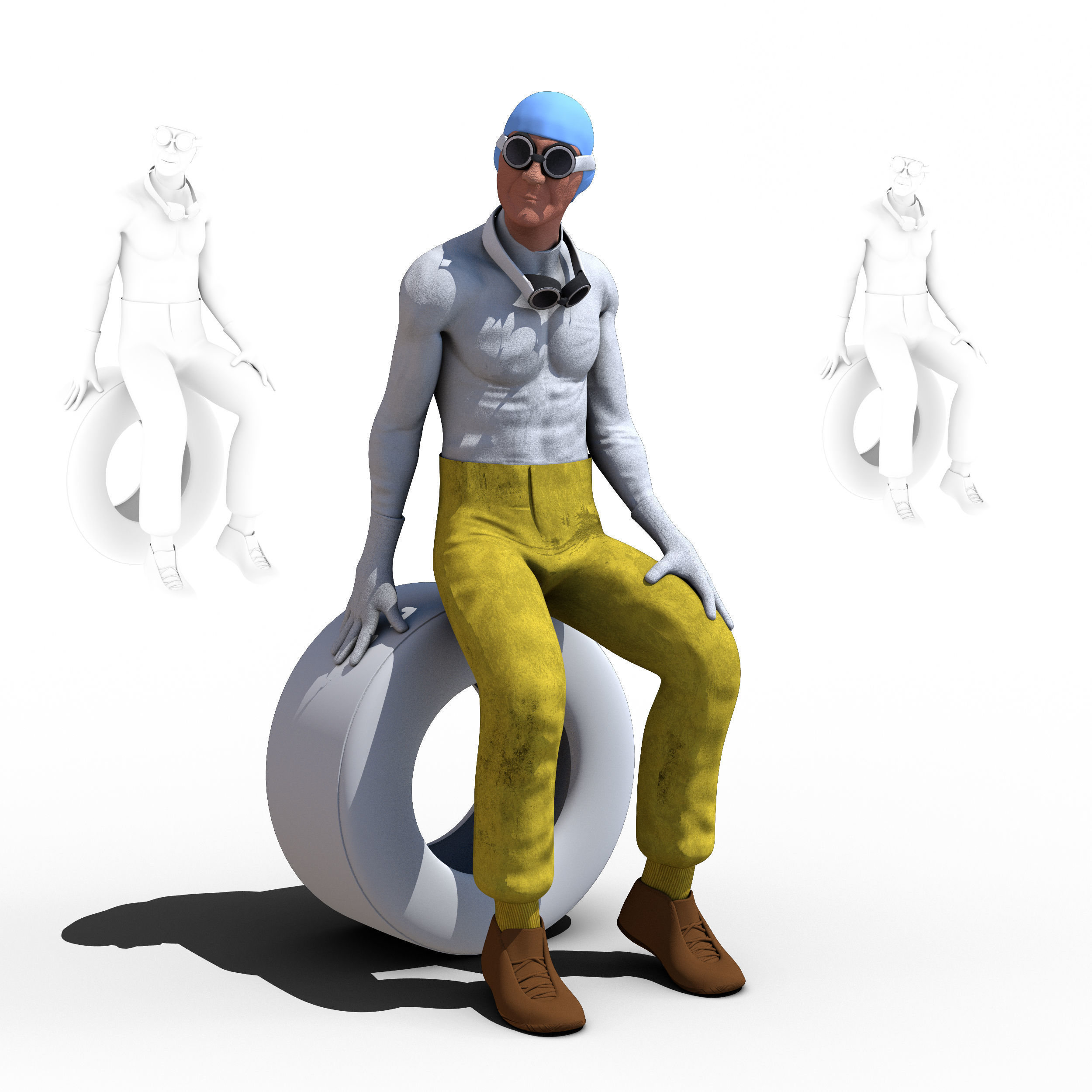 Juan Manuel Fangio 1951 Low-poly 3D model_4