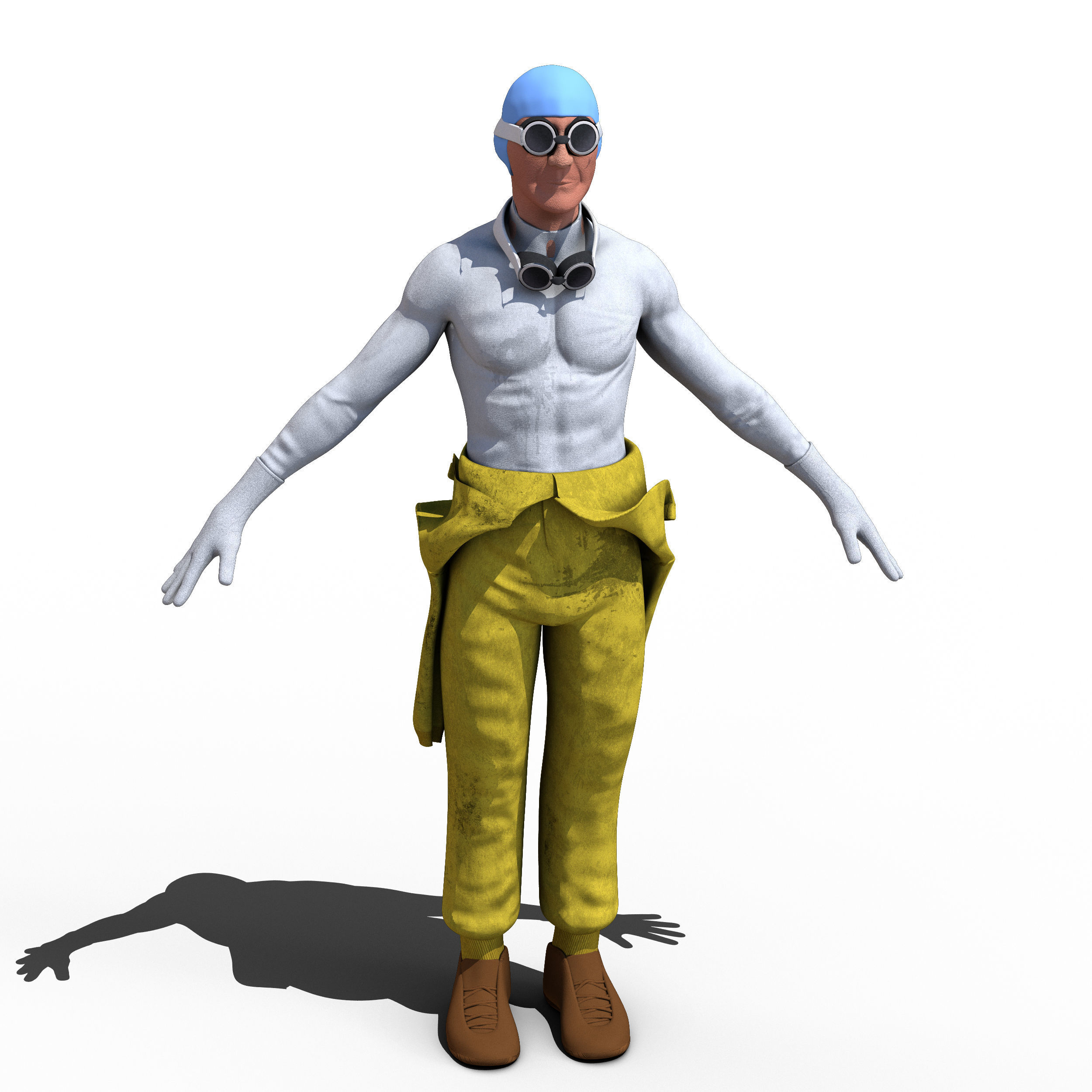 Juan Manuel Fangio 1951 Low-poly 3D model_2