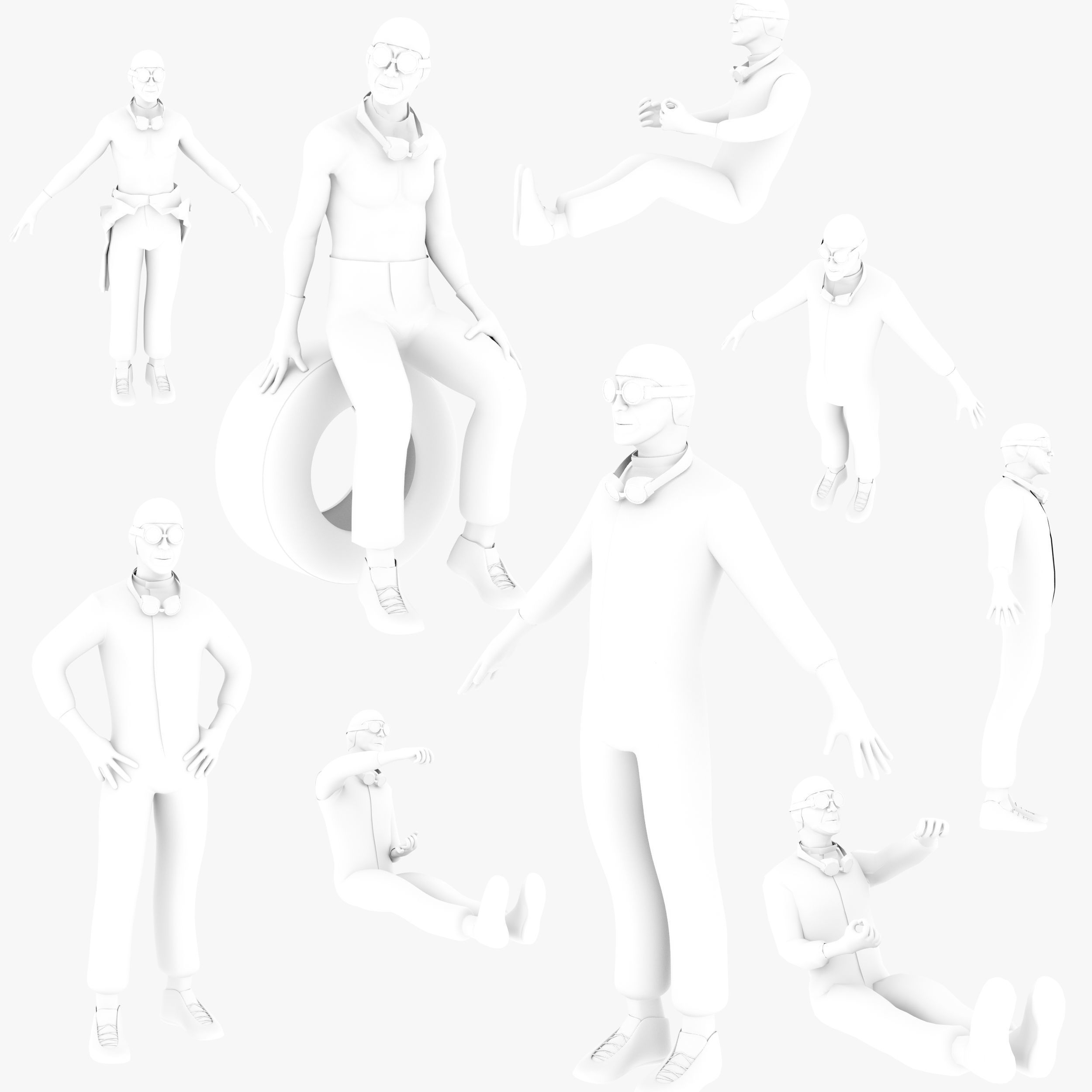 Juan Manuel Fangio 1951 Low-poly 3D model_8