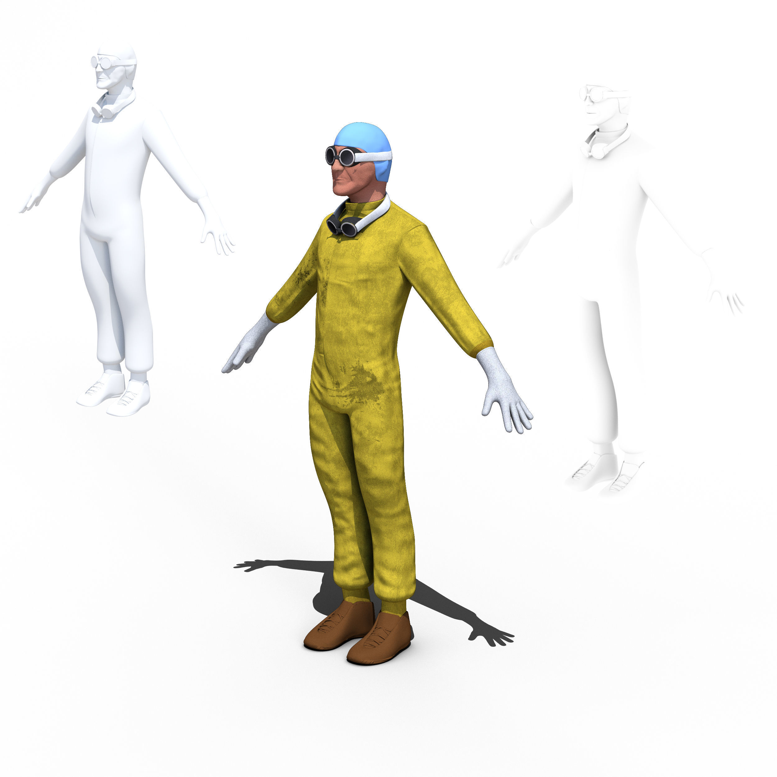 Juan Manuel Fangio 1951 Low-poly 3D model_9