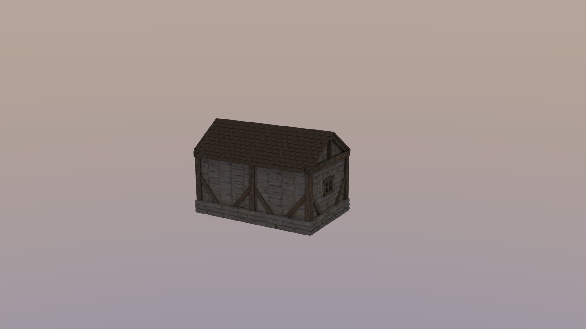 Medieval Village House Low-poly 3D model_1