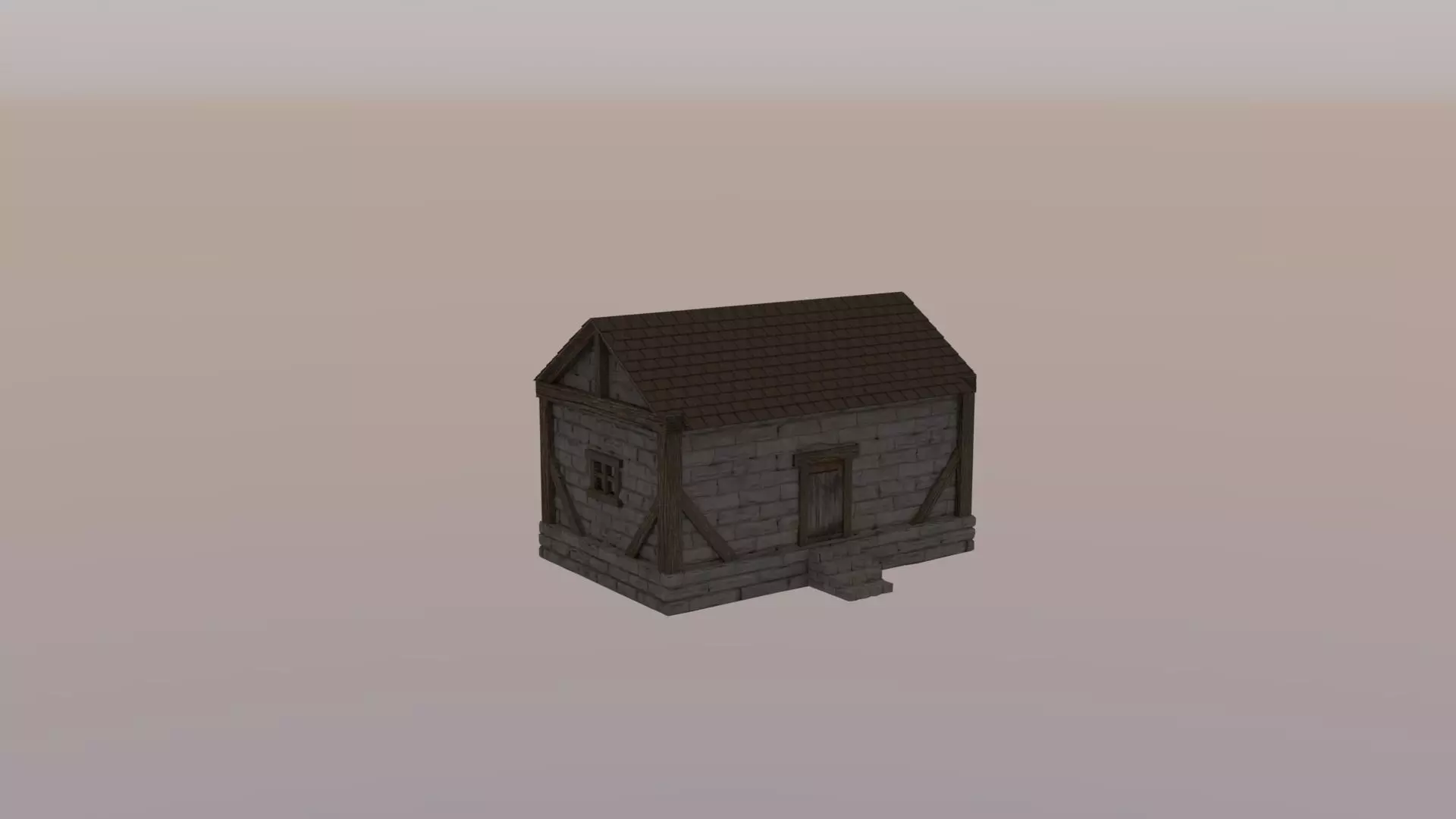 Medieval Village House Low-poly 3D model_0