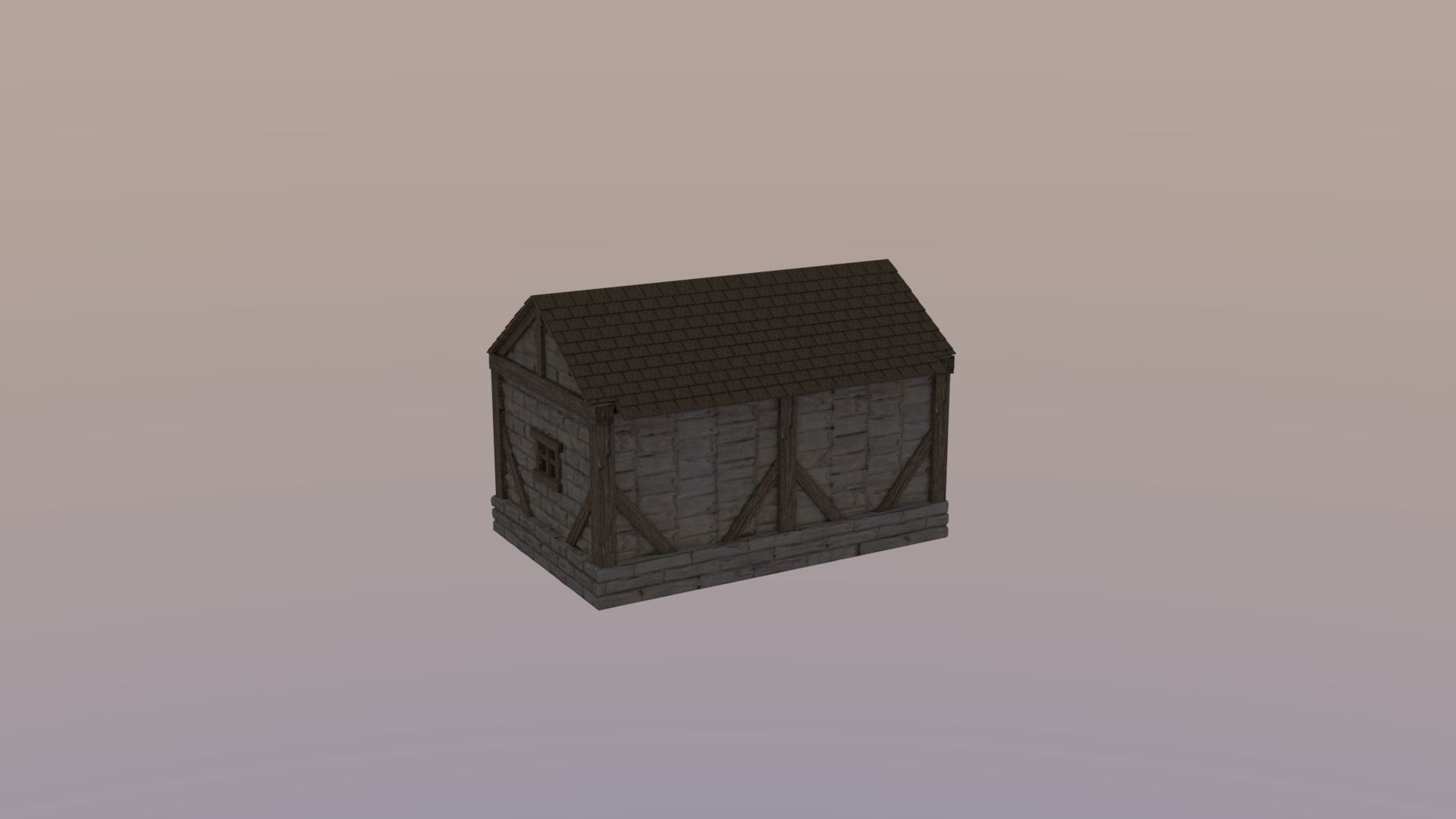 Medieval Village House Low-poly 3D model_3