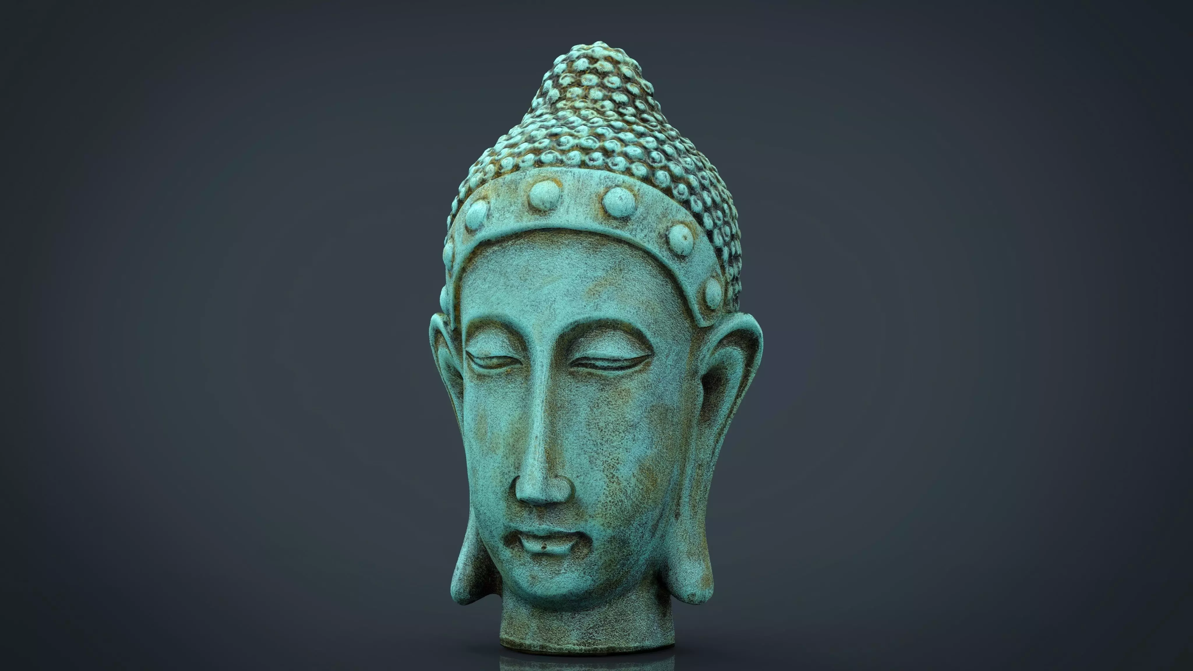 Metal Buddha head Low-poly 3D model