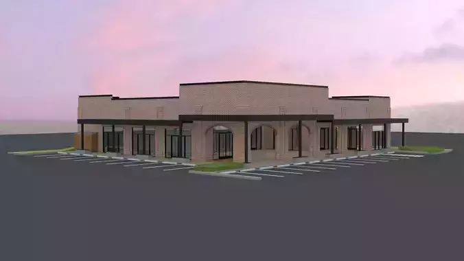 Commercial shopping center modern with trellis brick material