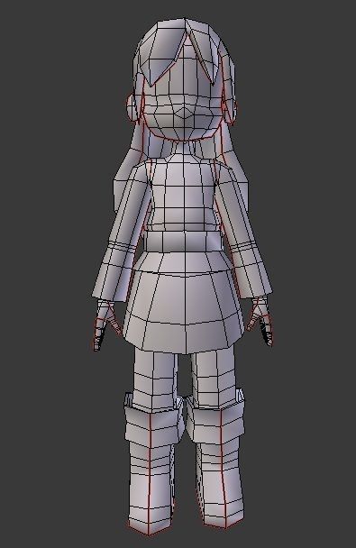 anime style Lowpoly female game character Free low-poly 3D model_2