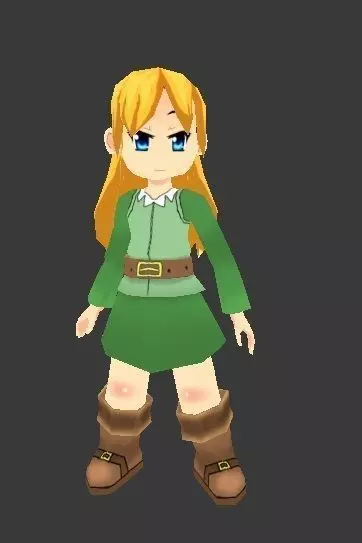 anime style Lowpoly female game character Free low-poly 3D model_0