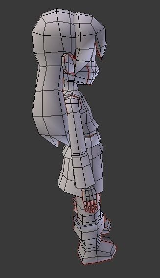 anime style Lowpoly female game character Free low-poly 3D model_3