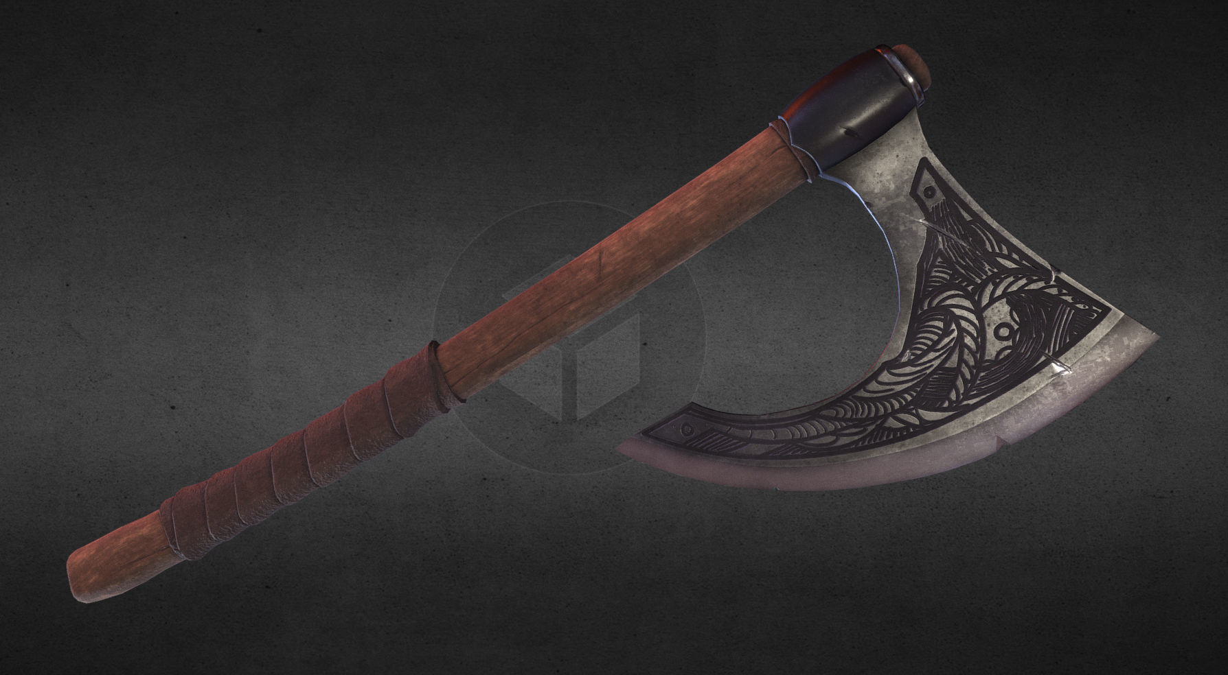 Viking battle-axe Free low-poly 3D model_1