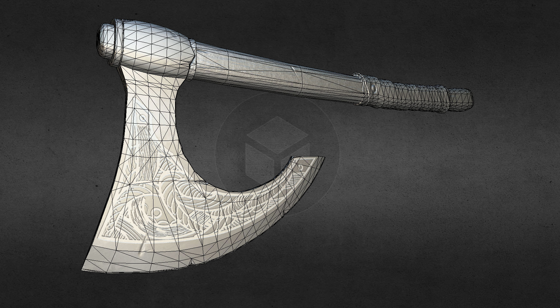 Viking battle-axe Free low-poly 3D model_2