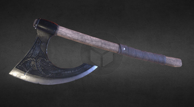 Viking battle-axe Free low-poly 3D model