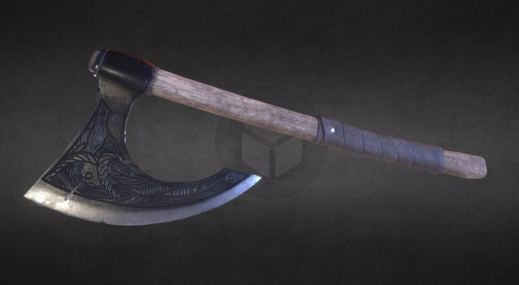 Viking battle-axe Free low-poly 3D model_0
