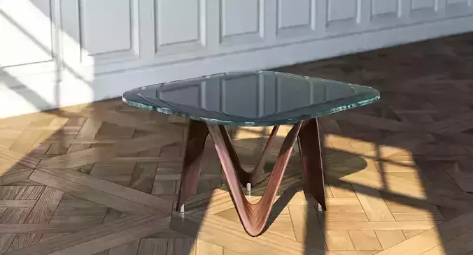 Glass Table With Wooden Stand