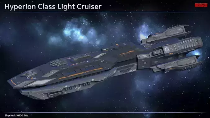 Spaceship Light Cruiser Hyperion Low-poly 3D model
