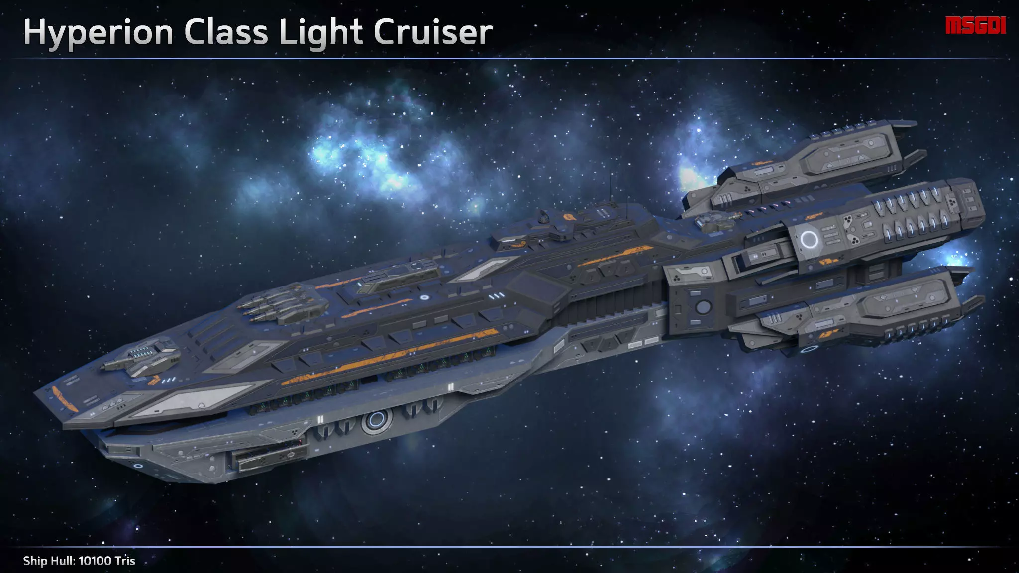 Spaceship Light Cruiser Hyperion Low-poly 3D model