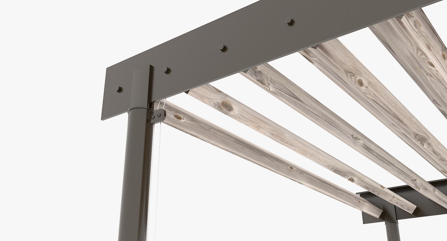 Patio pergola 3D model_4