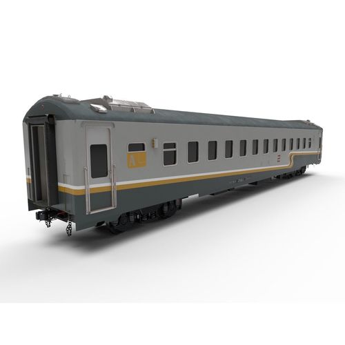 Carriage passenger train Low-poly 3D model