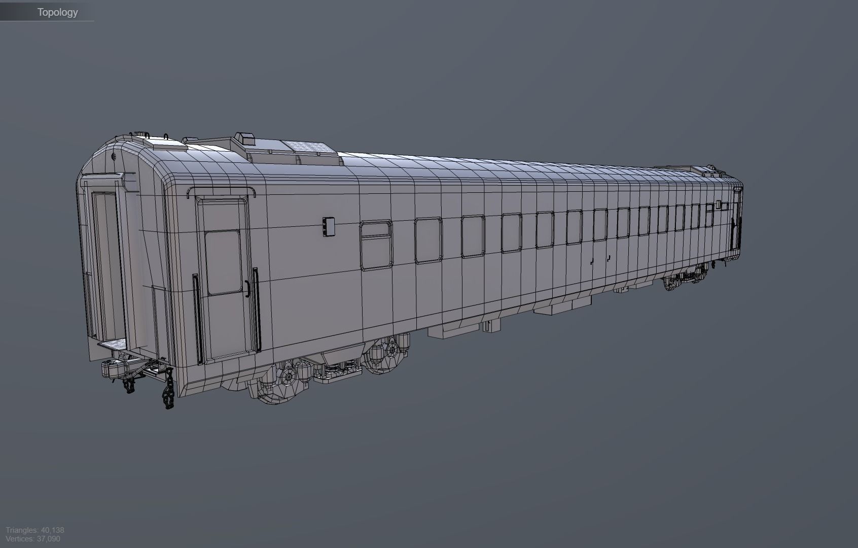 Carriage amtrak train car Low-poly 3D model_5